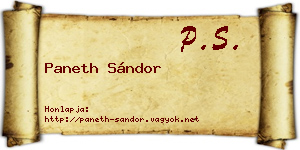 Paneth Sándor névjegykártya